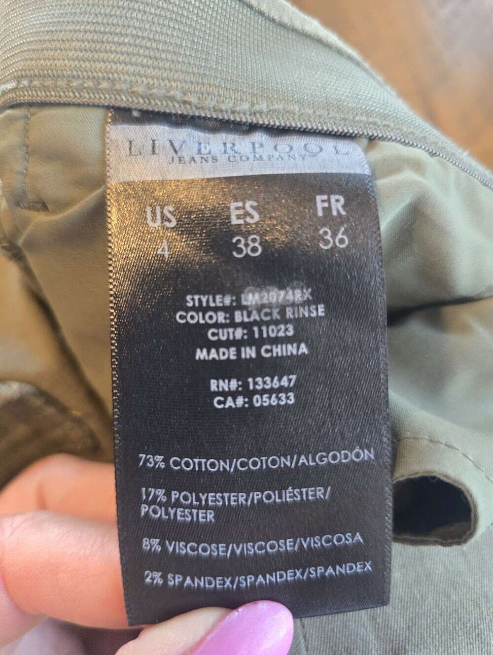 Liverpool Light Olive Green Pull On Ankle Pants 4 - Picture 6 of 7